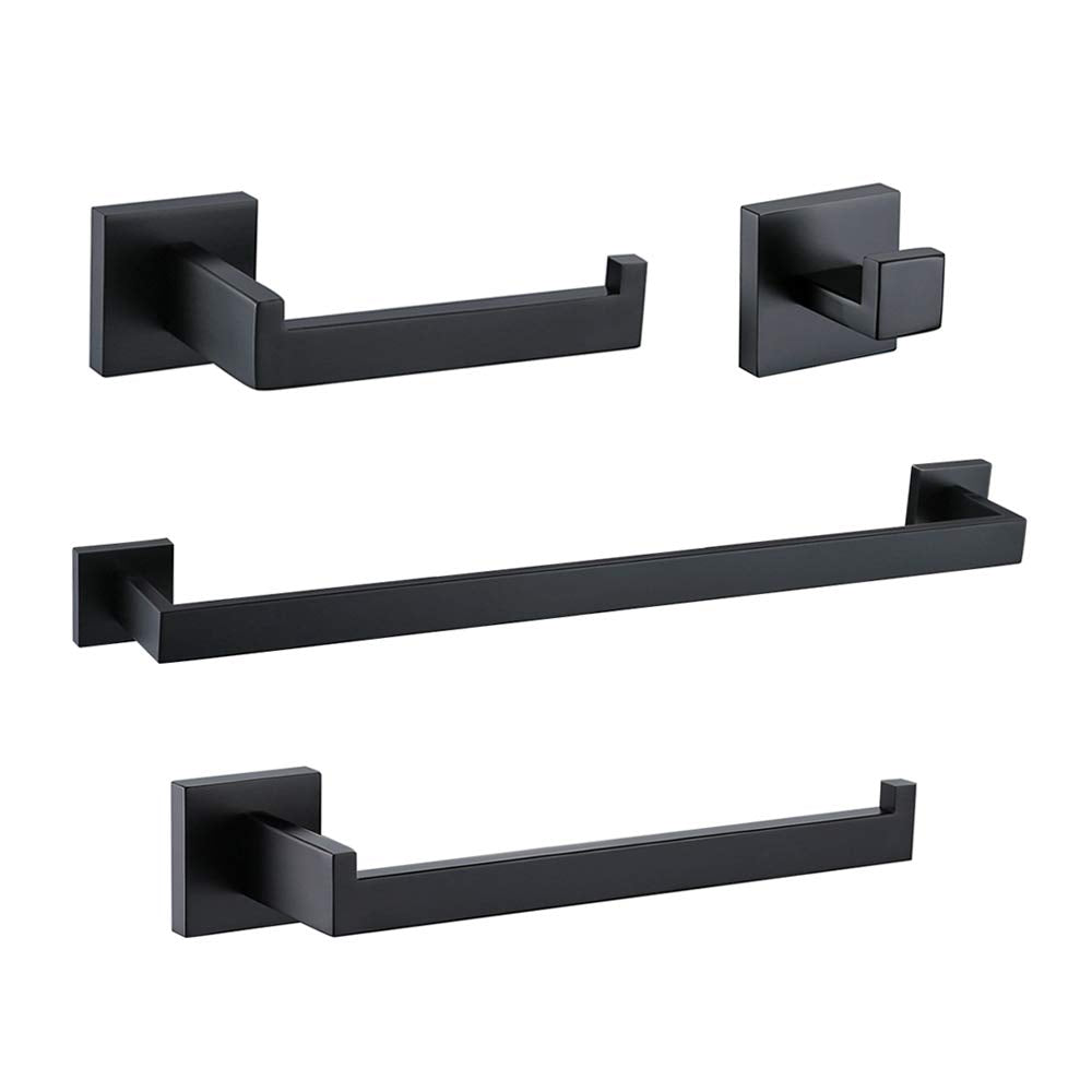 TURS Towel Bar Set Black Towel Holder Set 4-Piece Bathroom Hardware Set SUS 304 Stainless Steel Wall Mounted